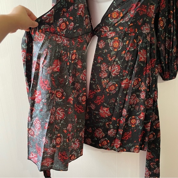 Diane Von Furstenberg Barbe Puffed Sleeves Mini Wrap Dress Punk Flower S… - Picture 10 of 16